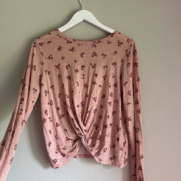SO Pink Floral Knot Front Blouse - Picture 1 of 2